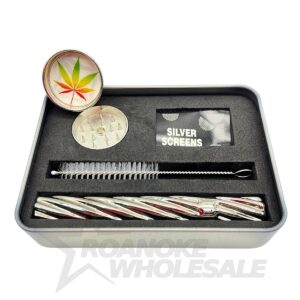 SPIRAL GLASS ONE HITTER KIT 4" WITH GRINDER