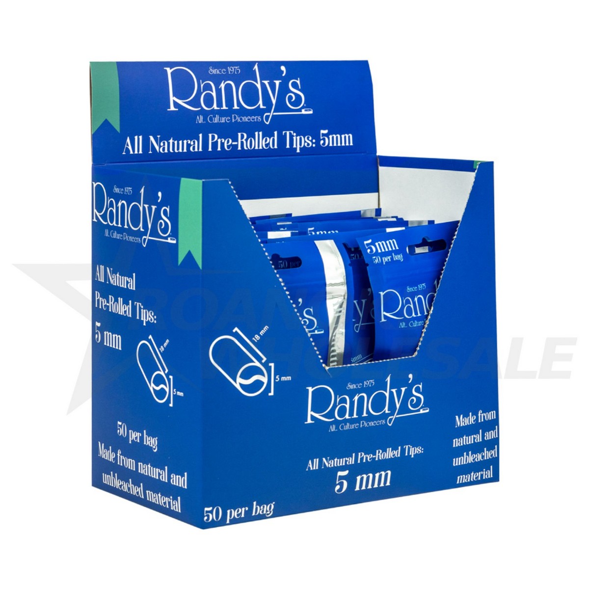 RANDYS ALL NATURAL PRE-ROLLED TIPS 7MM 20/50 PACKS