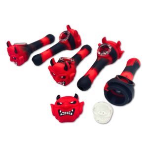 DEVIL SILICONE HAND PIPE - RED 3.5" 5PCS