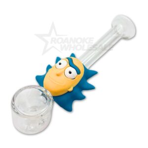 GLASS HAND PIPE 4.5" SILICONE RICK 5PCS