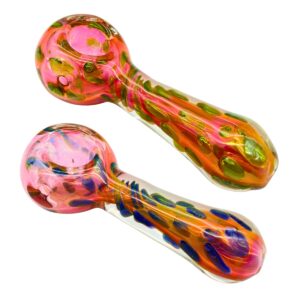 GLASS SPOON PIPE - THICK GLASS DOTS 5" 2PCS