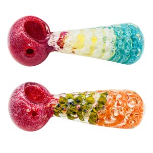 GLASS SPOON PIPE - THICK MULTI 4.5" 2PCS
