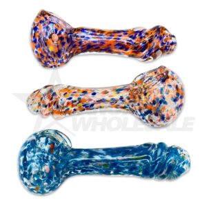 GLASS SPOON PIPE - SPECKLED TWIST END 4" 3PCS