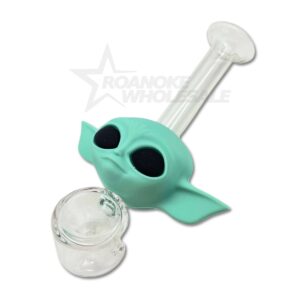 GLASS HAND PIPE 4.5" SILICONE YODA 5PCS