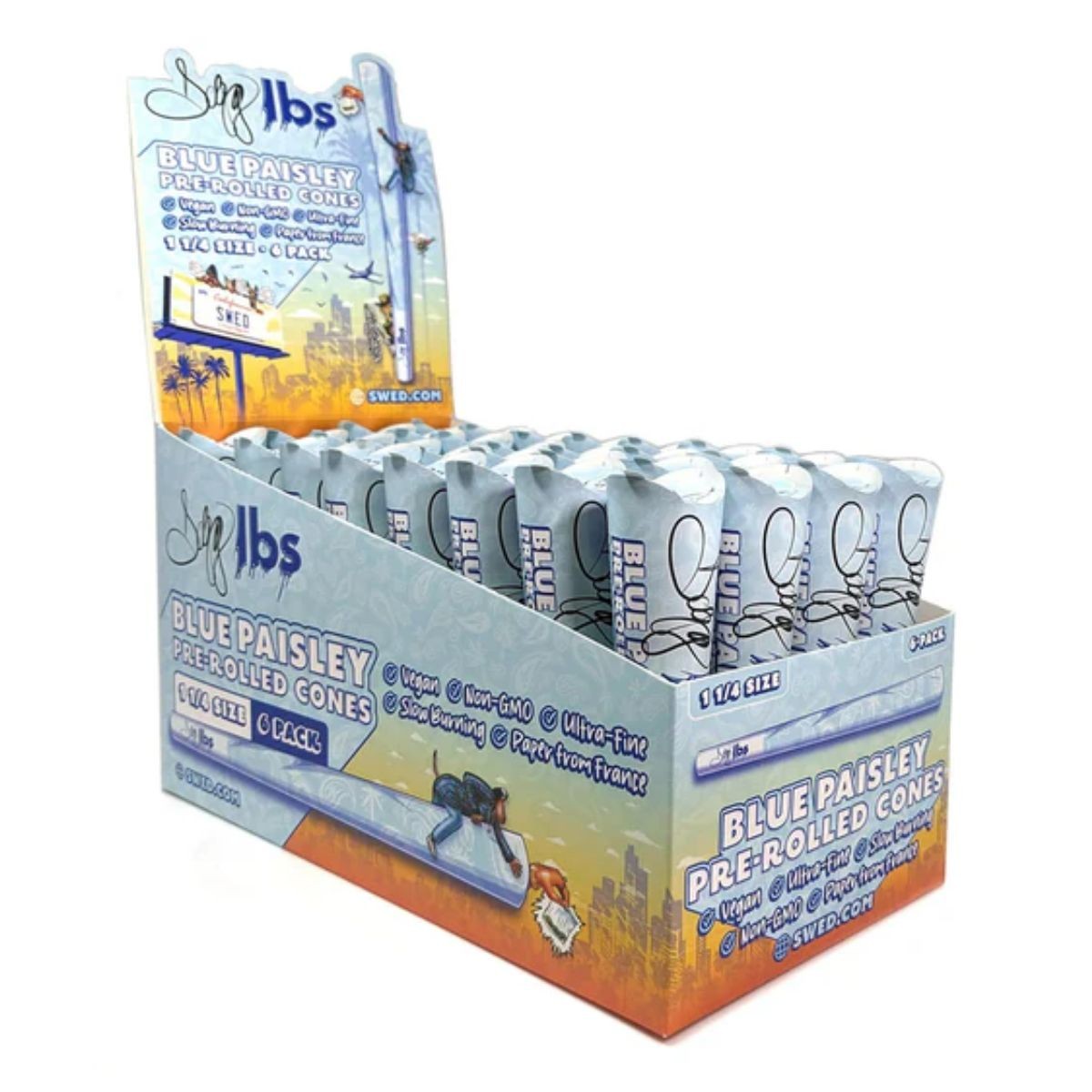 DOGG LBS BLUE PAISLEY PRE-ROLLED CONES 1&1/4 SIZE 32/6 PACKS