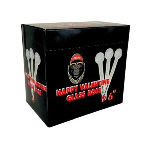 HAPPY VALENTINE GLASS ROSE 6'' 24PCS