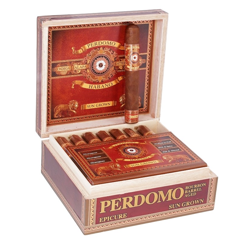 PERDOMO BOURBON BARREL-AGED SUNGROWN EPICURE CIGARS 6X54 24PCS