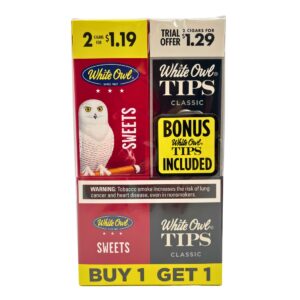 WHITE OWL CIGARILLOS 2/$1.19 + FREE WHITE OWL TIPS 2/$1.29