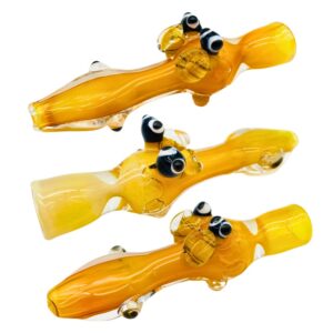 GLASS CHILLUM - GOLD HONEY BEES 4" 3PCS