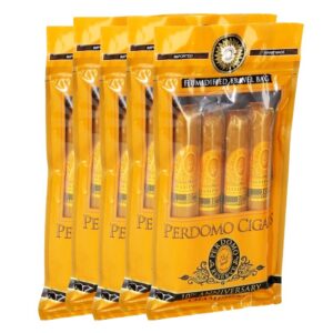 PERDOMO CIGARS TRAVEL HUMIDOR CHAMPAGNE 10TH ANNIVERSARY 6X54 5/4 PACKS