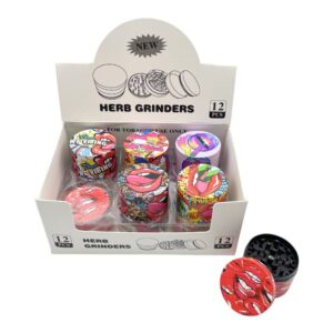 METAL HERB GRINDERS 55MM LIPS 12PCS