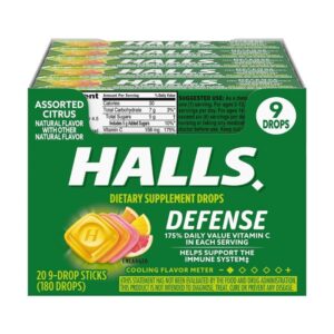 HALLS DEFENSE ASSORTED CITRUS VITAMIN C DROPS 20/9 PACKS