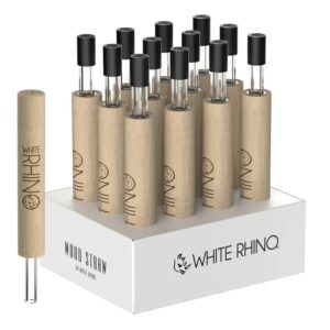 WHITE RHINO WOOD DAB STRAW WITH SILICONE CAP 12PCS
