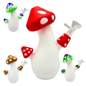 SILICONE WATER PIPE MEDIUM MUSHROOM 7"