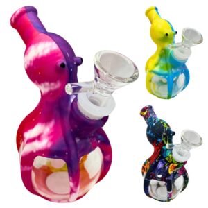 SILICONE GLASS WATER PIPE MEDIUM OCTOPUS 6"