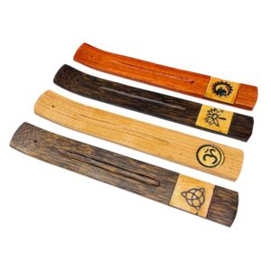WOODEN INCENSE HOLDERS MIXED DESIGNS 10PCS