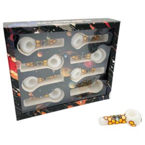 GLASS HAND PIPE BEE 8PCS (CTP065-MIX)